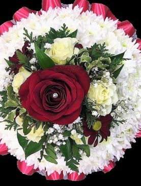 Funeral Based Posy with Red Cluster